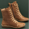 Women's Warm Leather Winter Boots with Laces and Side Zippers