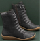 Women's Warm Leather Winter Boots with Laces and Side Zippers