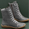 Women's Warm Leather Winter Boots with Laces and Side Zippers