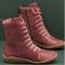 Women's Warm Leather Winter Boots with Laces and Side Zippers