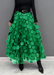Elegant Festive Maxi Skirt with 3D Appliqués and Tulle