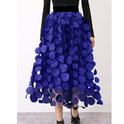 Elegant Festive Maxi Skirt with 3D Appliqués and Tulle