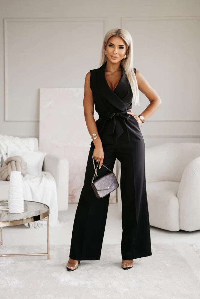 Festive Jumpsuit with Wide Legs and V-Neck for Women
