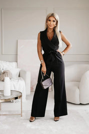 Festive Jumpsuit with Wide Legs and V-Neck for Women