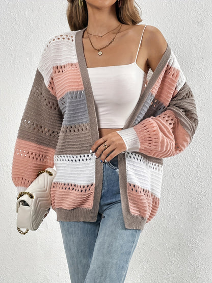 Warm Gestreepte Dames Winter Vest Gebreid