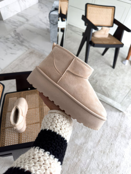 Trendy Winter Vrouwen Platform Enkellaarsjes Met Bontvoering