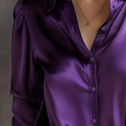 Luxe Satijnen Blouse met Lange Mouwen voor Dames