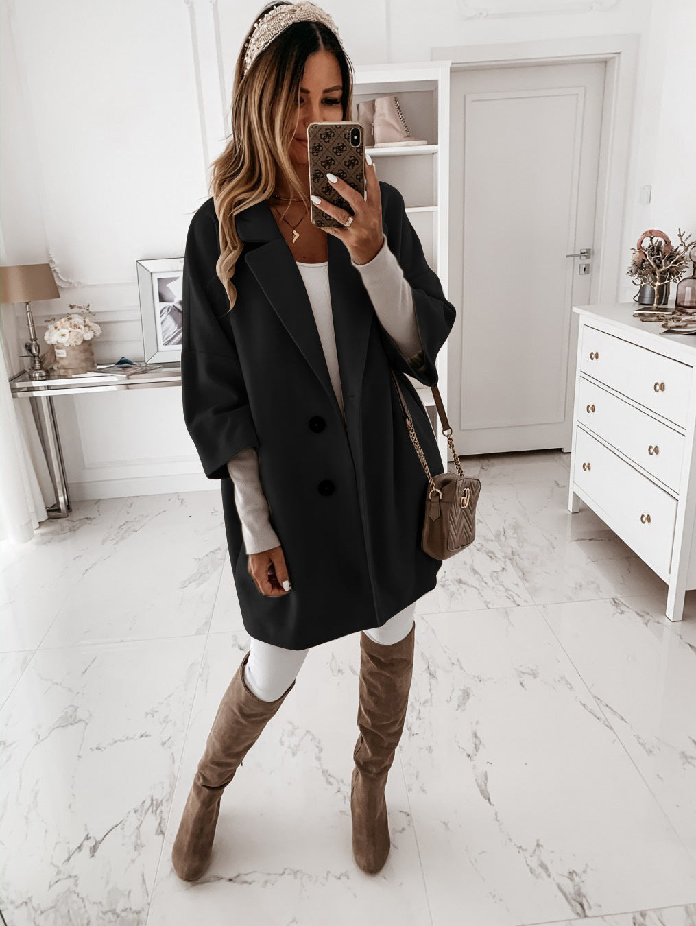 Stijlvolle Warme Winter Manteljas Oversized Dames