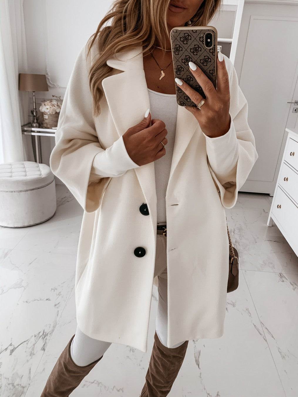 Stijlvolle Warme Winter Manteljas Oversized Dames
