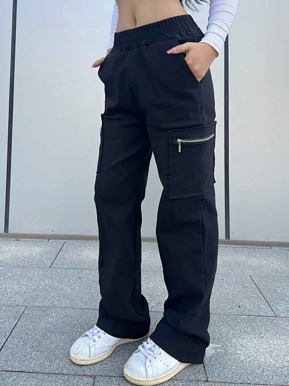 Pantalon cargo confortable pour femmes avec taille élastique