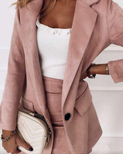 Blazer Set With Skirt And Tailored Fit