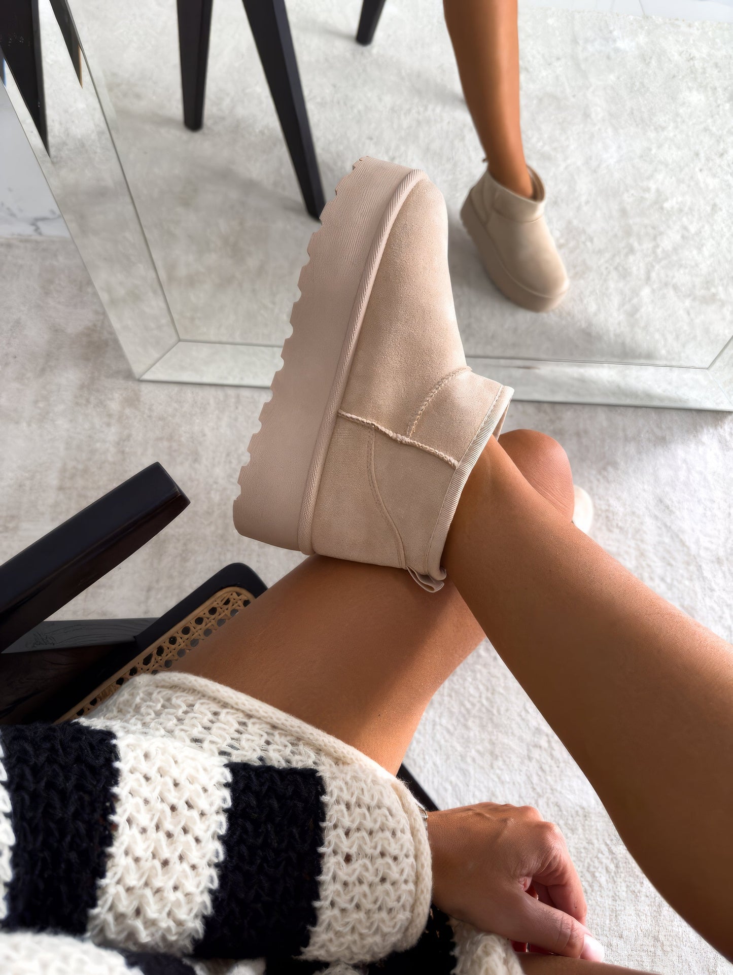 Trendy Winter Vrouwen Platform Enkellaarsjes Met Bontvoering