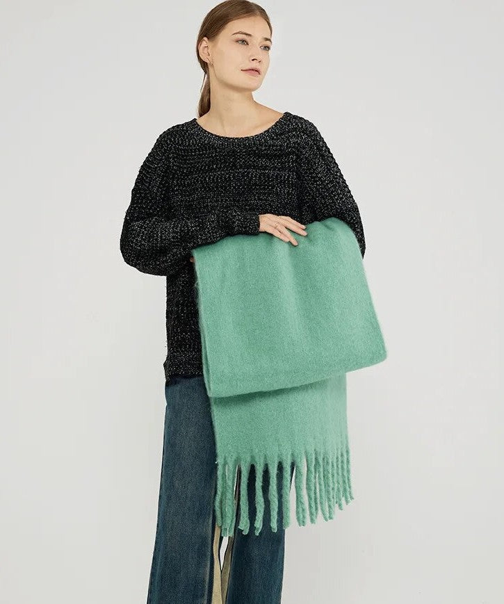 Warm Elegant Winter Scarf with Stylish Fringes for Women