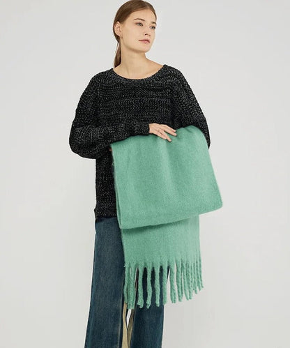 Warme Elegante Wintersjaal Met Stijlvolle Franjes Voor Vrouwen