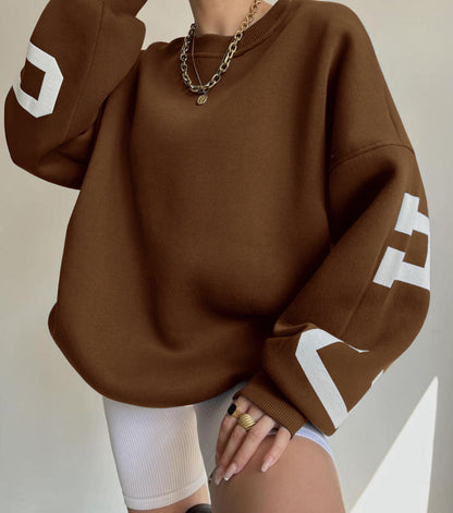 Comfortabele Oversized Dames Trui Met Letterprint