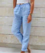 Casual Broek Met Elastische Taille En Rechte Pijpen