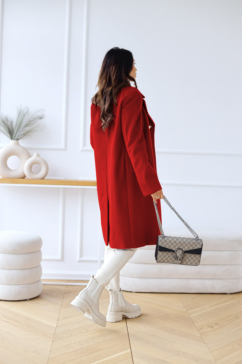 Women's Midi Winter Coat with Buttons