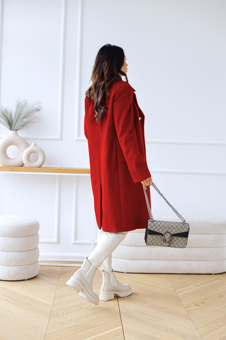 Dames Midi Winterjas met Knopen