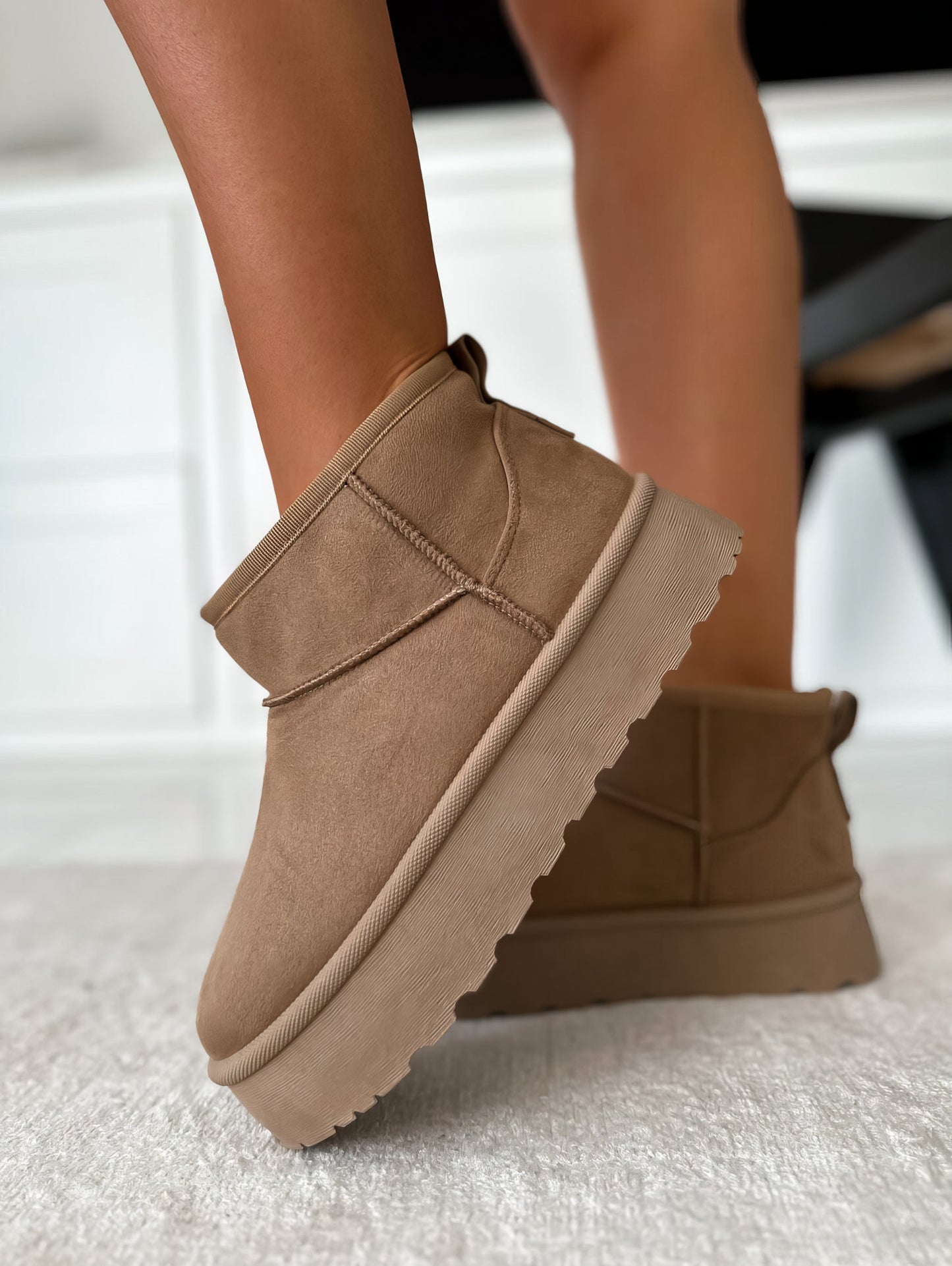 Trendy Winter Vrouwen Platform Enkellaarsjes Met Bontvoering