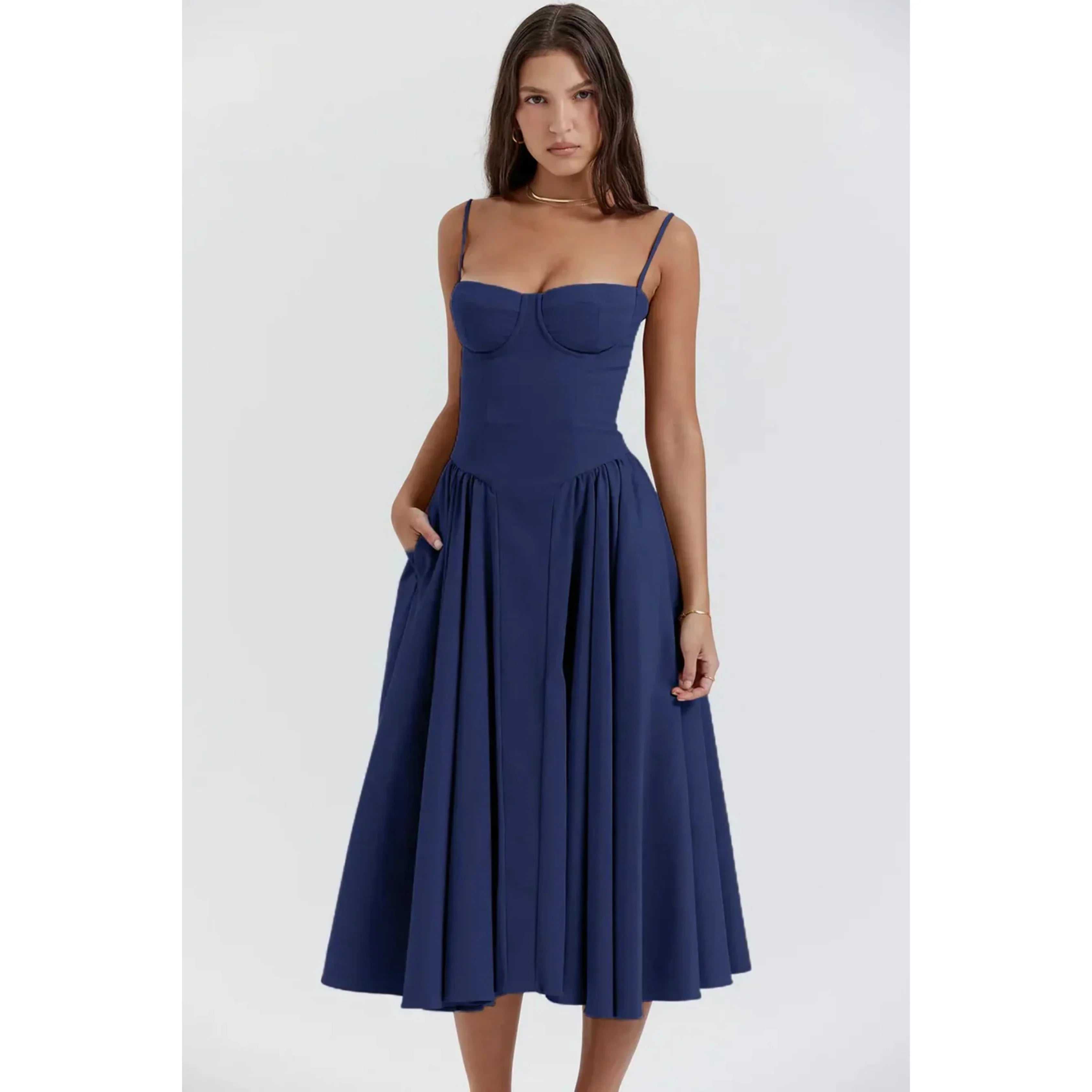 Robe midi élégante avec corset pour femmes