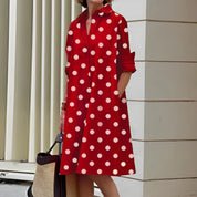 Elegant Women’s Shirt Dress with Long Sleeves and Loose Fit