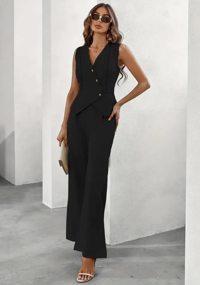 Elegante Vrouwen Tweedelig Broek Set met Mouwloos Gilet