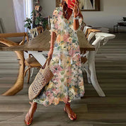 Robe maxi bohème à imprimé floral et col en V