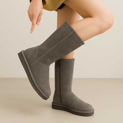 Waterdichte Dames Laarzen met Rits en Warme Schapenvacht Voering