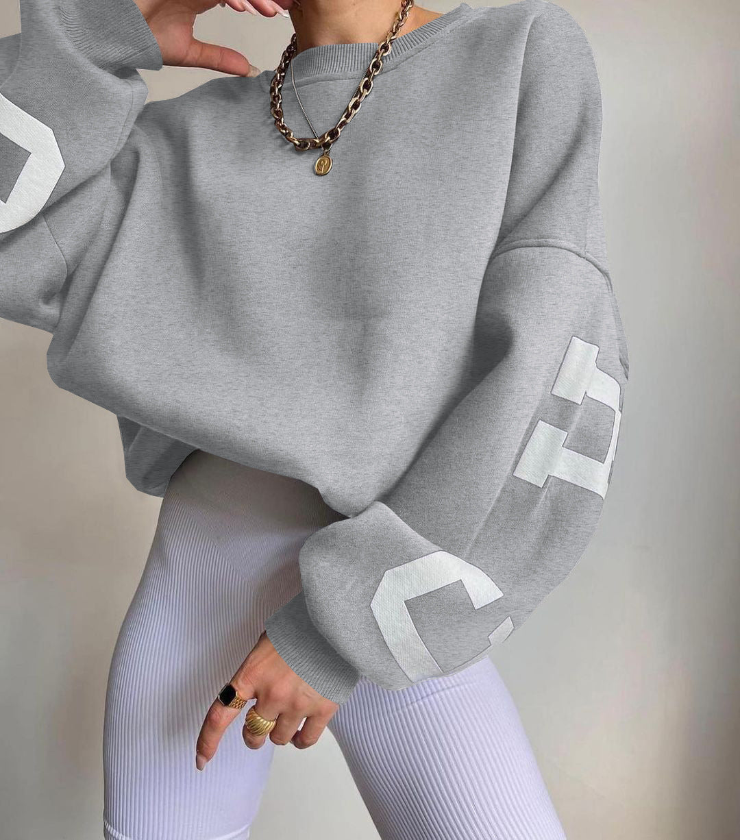 Comfortabele Oversized Dames Trui Met Letterprint