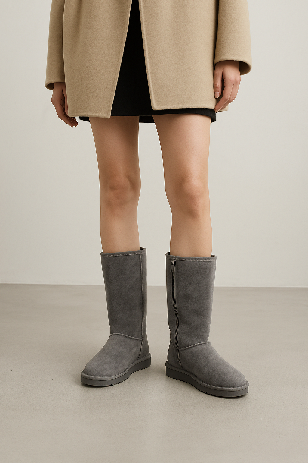 Waterdichte Dames Laarzen met Rits en Warme Schapenvacht Voering