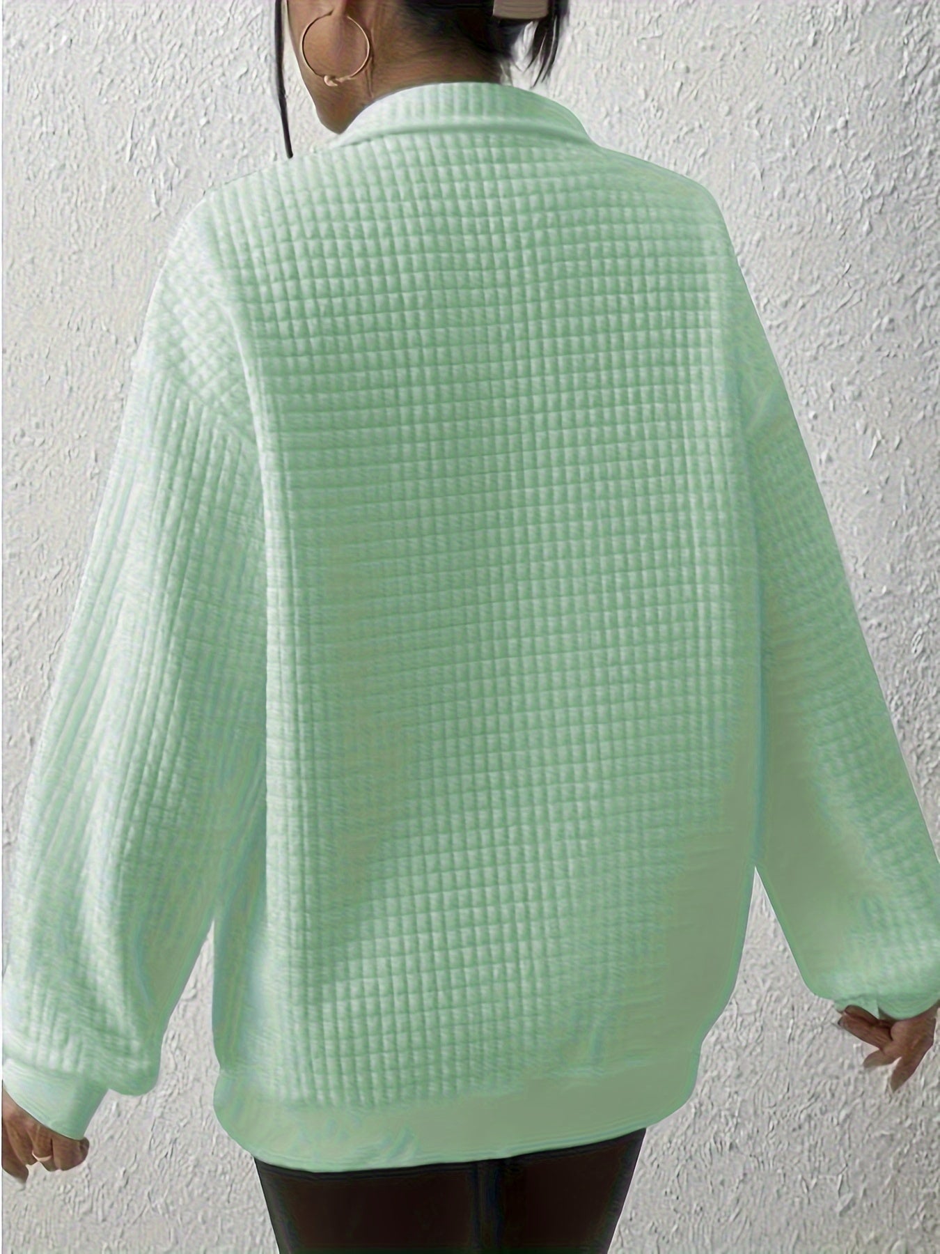 Dames Casual Sweater met Kwartrits en Wafelstructuur