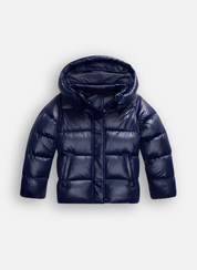 Puffer Jacket for Women Quilted Winter Coat with Hood Water-Repellent Shiny