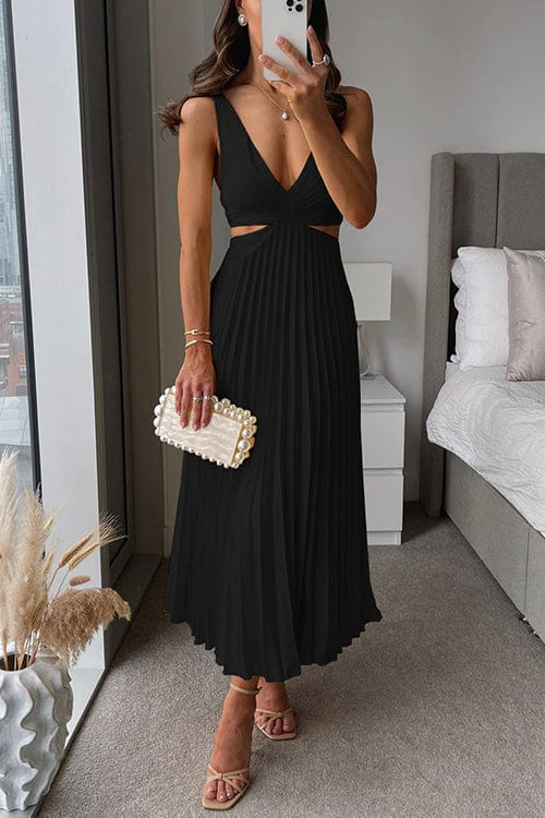 Elegant Gala Midi Dress with Airy Pleats for Women