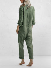Dames Jumpsuit Met Knopen En Lange Mouwen