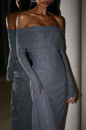 Glitter Off-Shoulder Maxi Jurk voor Dames