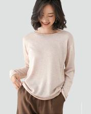 Pull finement tricoté pour femmes avec col rond, doux et confortable
