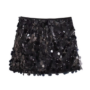 Jupe mini tendance pour femmes avec paillettes et look glamour