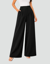 Pantalon femme à jambes larges et taille haute