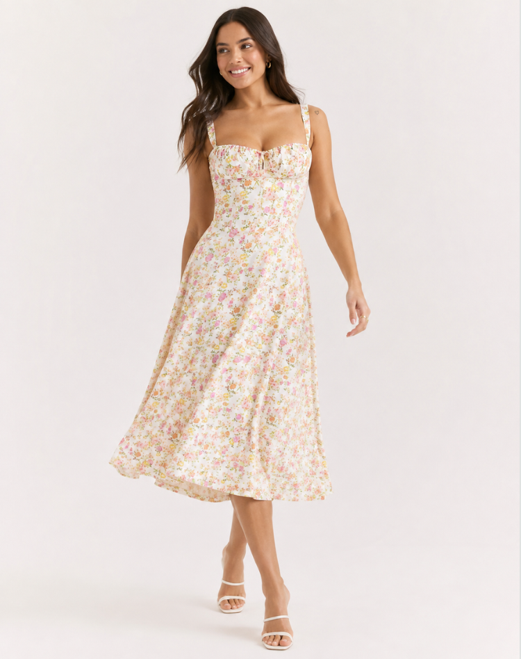 Jessy - Corset midi dress with side slit