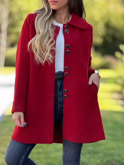 Elegante Warme Vrouwen Peacoat Winterjas Met Knoopsluiting