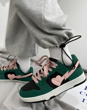 Women's Low Sneakers with Contrast Detail and Lace-Up Closure