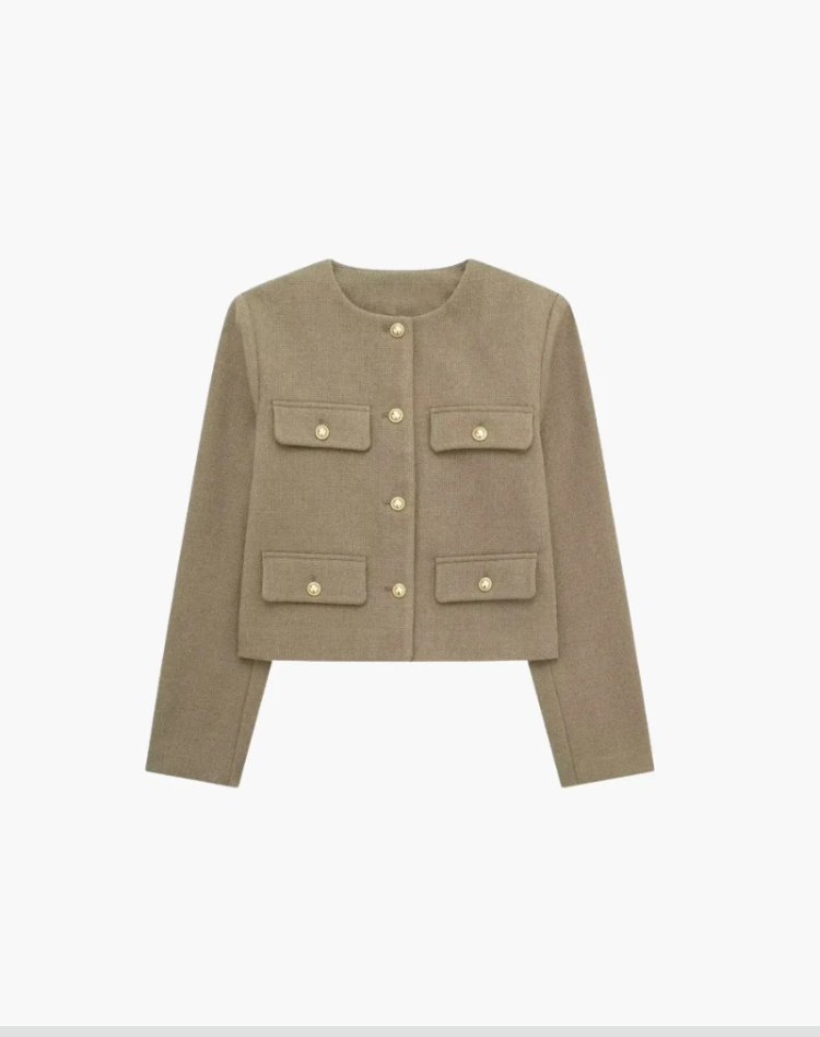 Korte Blazer Met Gouden Knopen En Klepzakken Voor Dames