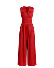 Women's Stylish Jumpsuit with Deep V-Neck and Wide Legs