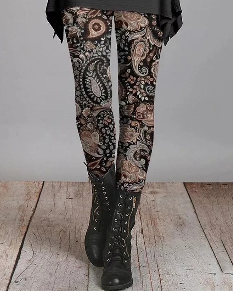 Vintage Legging Met Opvallende Print En Skinny Pasvorm