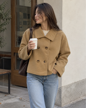 Soft Warm Peacoat Winter Jacket with High Collar for Women