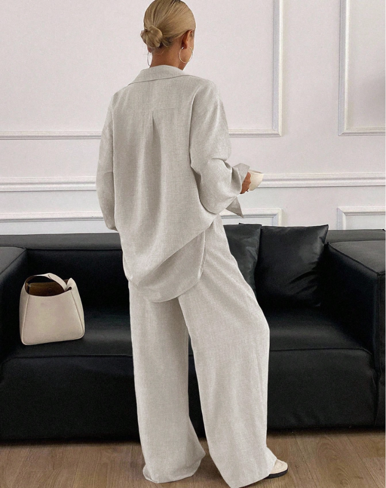 Loungewear Set Voor Dames Met Blouse En Broek En Losse Pasvorm