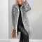 Dames Chique Lange Winterjas met Luipaardprint en Grote Kraag