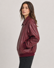 Dames Vintage Bikerjack in Leerlook Oversized Bomberjack