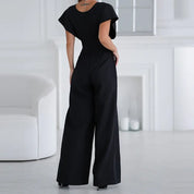 Elegant Women's Jumpsuit with Deep V-Neck and Wide Legs