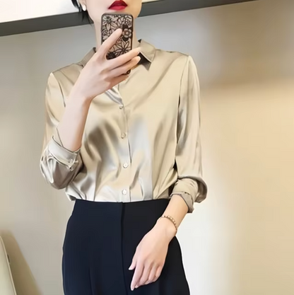 Vrouwen Chique Blouse met Lange Mouwen voor Elegante Pasvorm